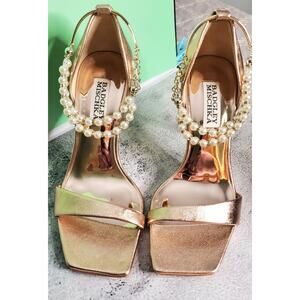 Badgley Mischka New Loretta Pearl Strap Stiletto Shoes Size 5 Wedding Feminine